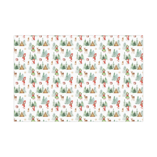 Nordic Elf Child Christmas Wrapping Paper