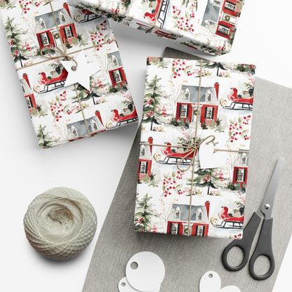 Christmas Abstract Snowy House & Sled