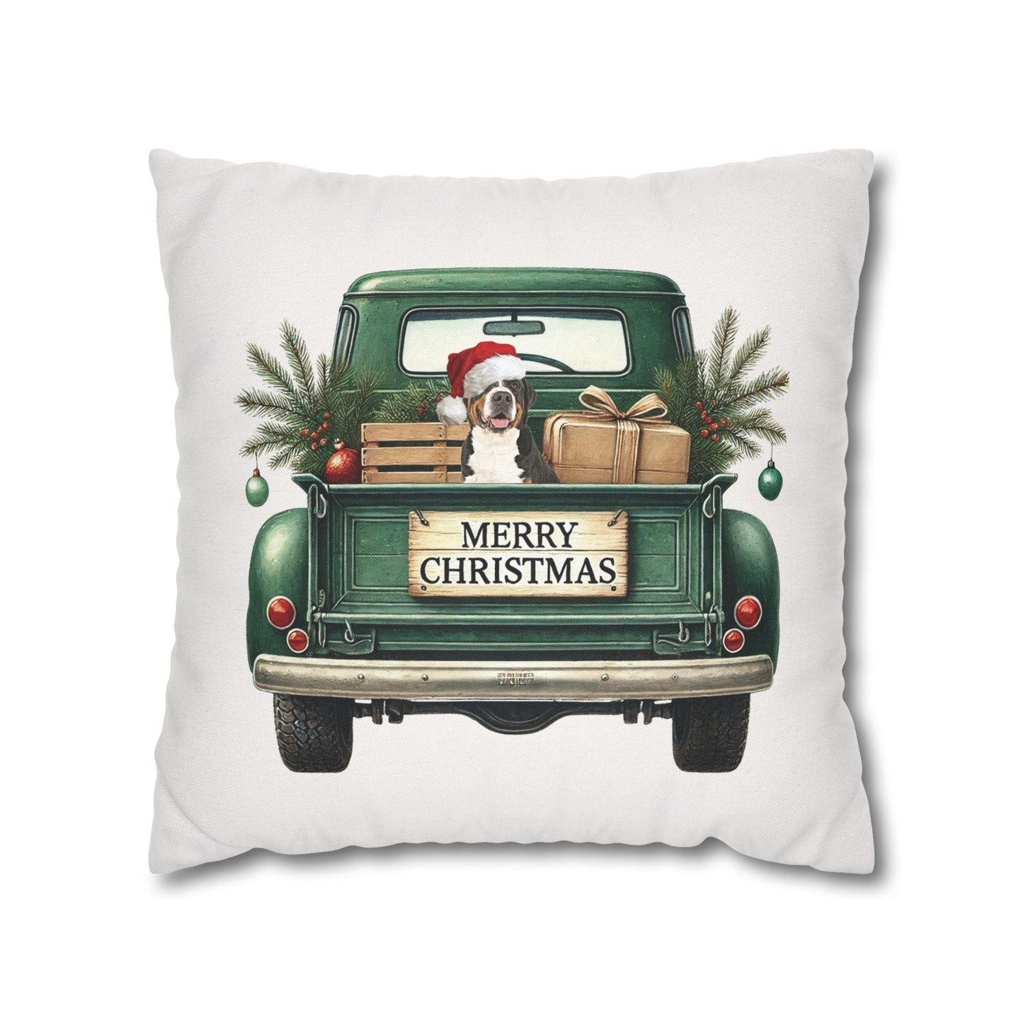 Christmas Truck Swissy Pillow Cover, Double Sided Print