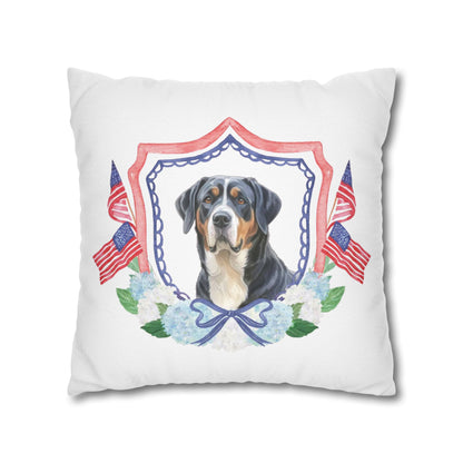 Summer Swissy in the USA, Greater Swiss Mountain Dog Pillow Cover, Hand Drawn, Double-Sided Graphics, Swissy, GSMD