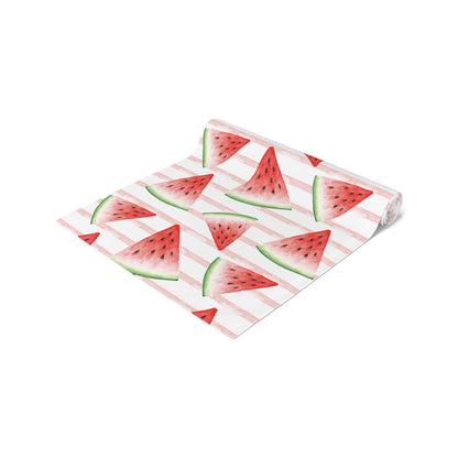 Watercolor Watermelon & Stripes Table Runner