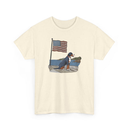 2025 New Summer Swissy Unisex Tshirt, Greater Swiss Mountain Dog Patriotic Flag Shirt, Cartoon Swissy Character