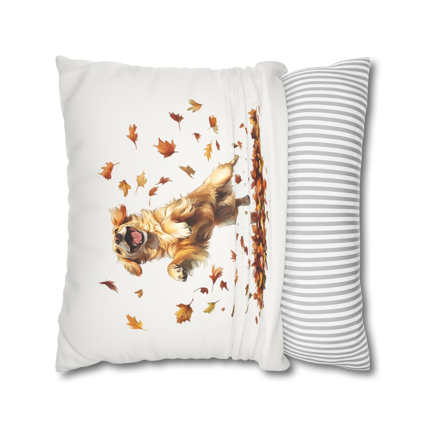 Faux Suede Golden Retriever Fall Pillow Cover