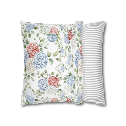 Watercolor Patriotic Hydrangea Pillow Cover, 4th of July Pillow Cover, Farmhouse Summer Decor