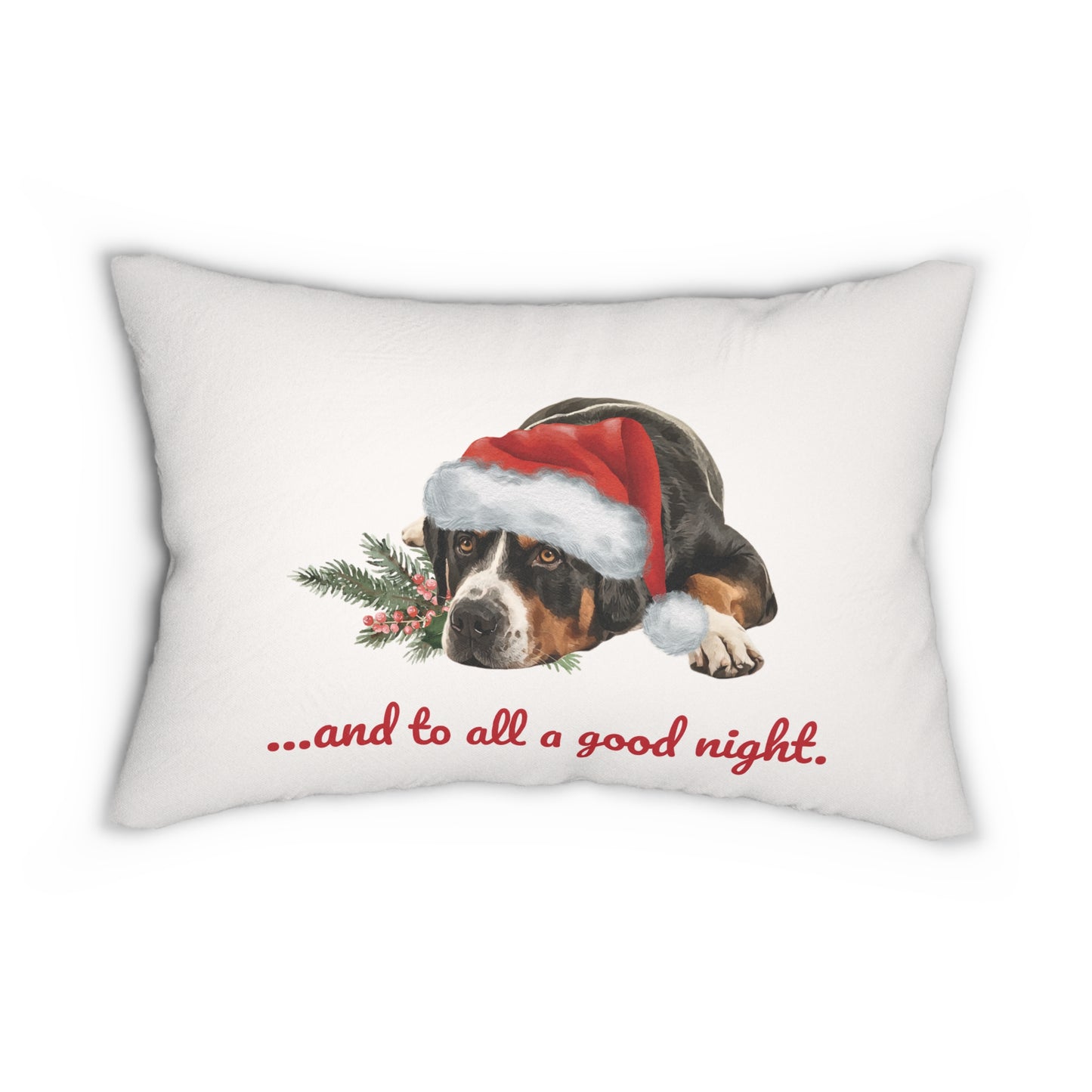 Greater Swiss Mountain Dog Christmas Lumbar Pillow & Cover, Oversized Polyester Lumbar Pillow and Cover, GSMD, Swissy Christmas, Swissy