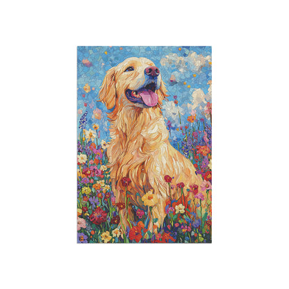 Golden Retriever Garden Flag, Spring & Summer Floral Dog Garden Flag, Watercolor Dog Flag, Double Sided Garden Flag