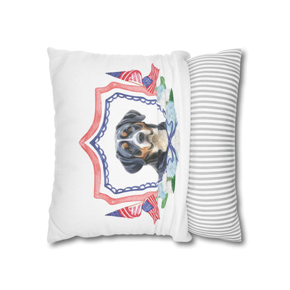 Summer Swissy in the USA, Greater Swiss Mountain Dog Pillow Cover, Hand Drawn, Double-Sided Graphics, Swissy, GSMD