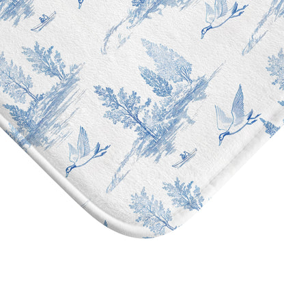 Sketched Lake Scene Bath Rug Mat