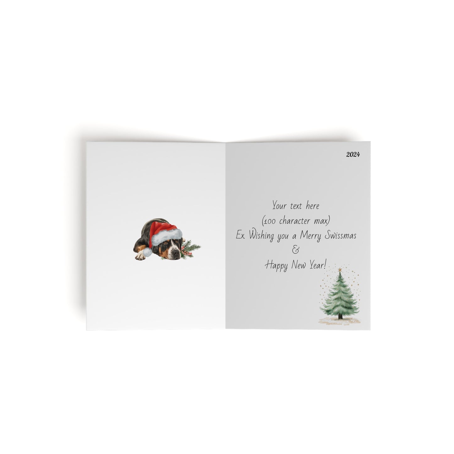 Swissy & Santa Winter Walk Christmas Greeting cards (8, 16, and 24 pcs), Custom Greeting