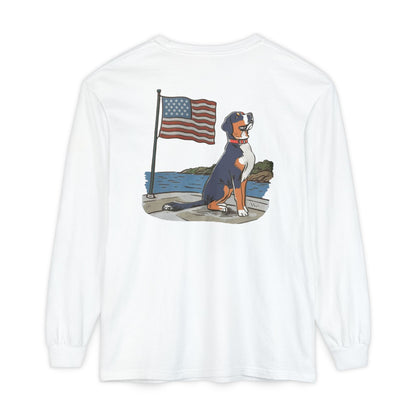 2025 New Summer Swissy Unisex *Long Sleeve* Comfort Colors Brand Shirt, Greater Swiss Mountain Dog Flag Shirt, Cartoon Swissy Character