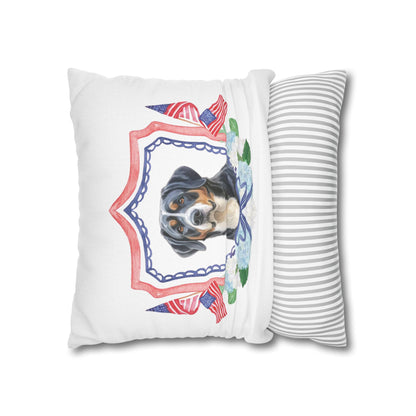 Summer Swissy in the USA, Greater Swiss Mountain Dog Pillow Cover, Hand Drawn, Double-Sided Graphics, Swissy, GSMD