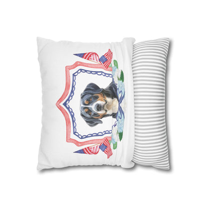 Summer Swissy in the USA, Greater Swiss Mountain Dog Pillow Cover, Hand Drawn, Double-Sided Graphics, Swissy, GSMD