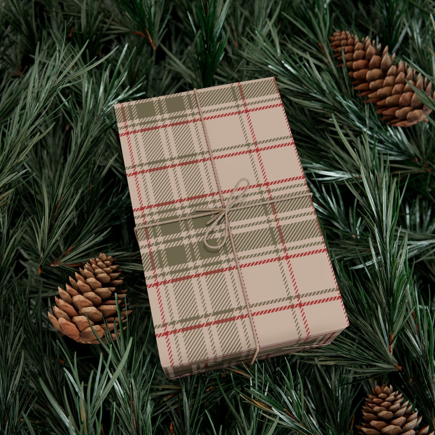 Christmas Farmhouse Vintage Rustic Plaid Classic Vintage Gift Wrap Roll, Holiday Gift Wrap, Christmas Paper, Gift Wrap, Kraft Paper