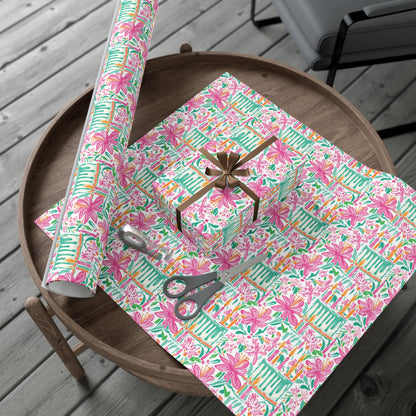 Floral Preppy Birthday Wrapping Paper
