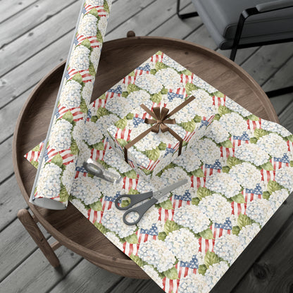 Summer Patriotic Hydrangea Wrapping Paper