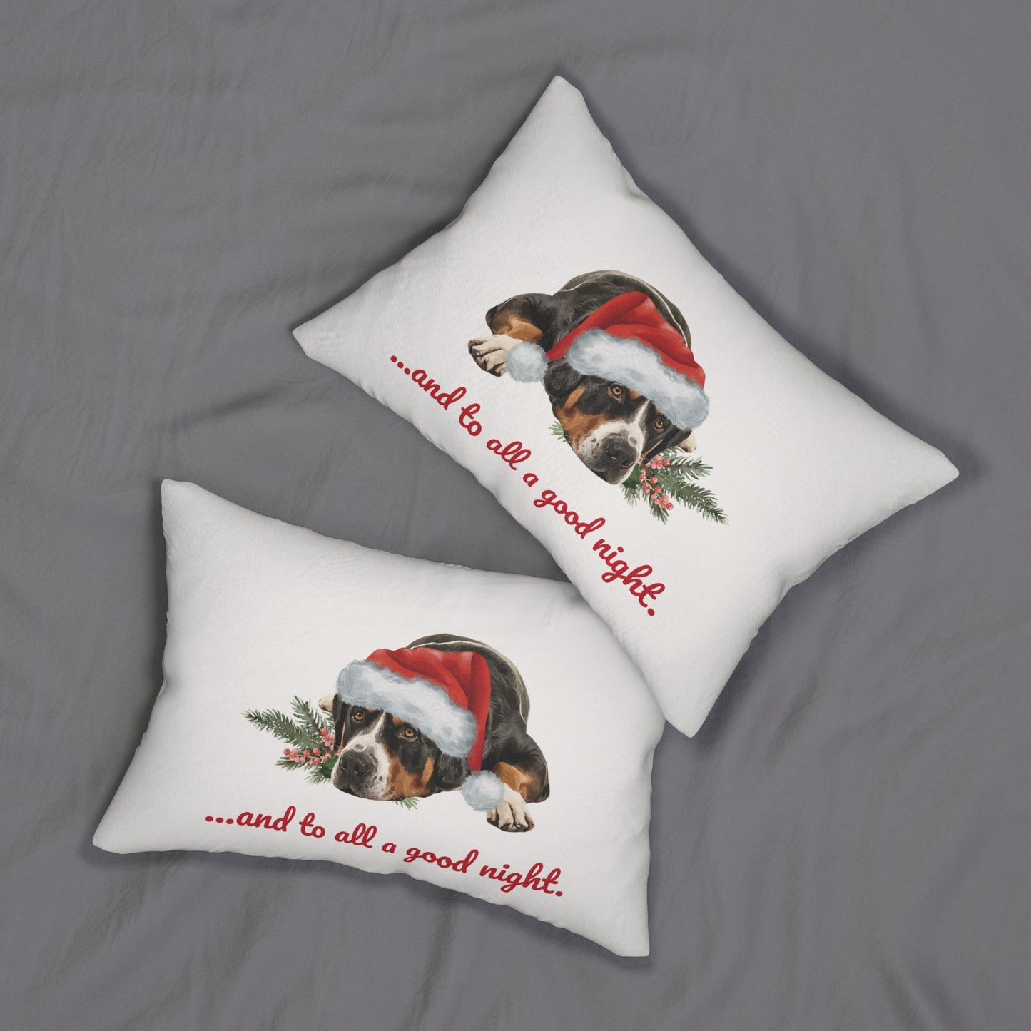 Greater Swiss Mountain Dog Christmas Lumbar Pillow & Cover, Oversized Polyester Lumbar Pillow and Cover, GSMD, Swissy Christmas, Swissy