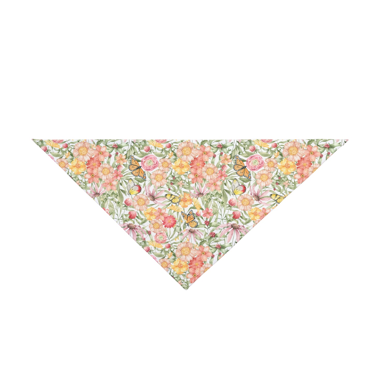 Colorful Botanical Garden & Butterfly Dog Bandana No Collar