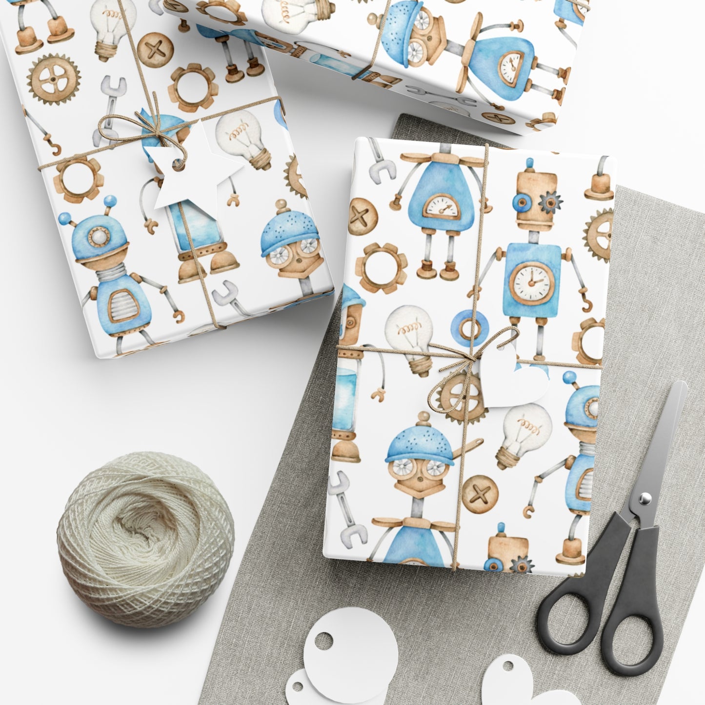 Robots Theme Kids Birthday Gift Wrap