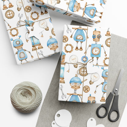 Robots Theme Kids Birthday Gift Wrap