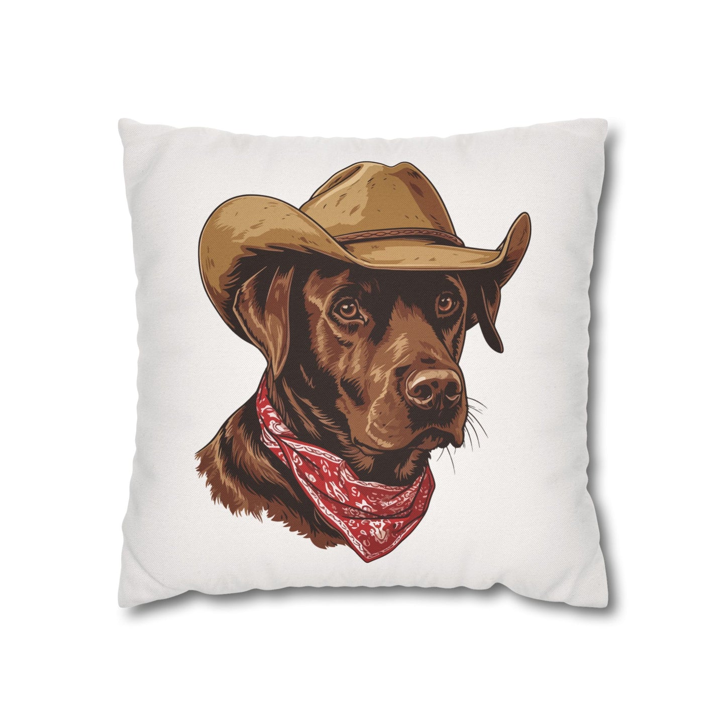 Chocolate Lab, Labrador Retriever, Western Cowboy, Double Sided Pillow Cover