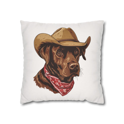 Western Chocolate Labrador Retriever, Double Sided Pillow Cover