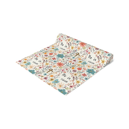 He is Risen Easter Table Runner, Custom Easter Table Runner, Easter Tablecloth, Spring Table Decor, Christian Easter Decor