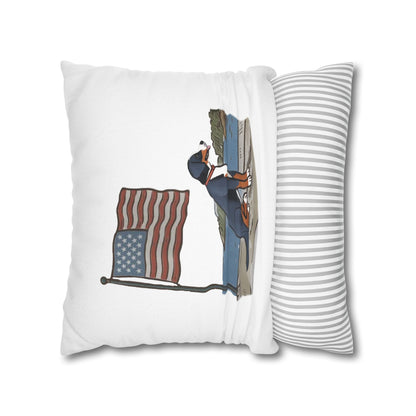 Patriotic Summer Greater Swiss Mountain Dog Pillow Cover, Hand Drawn, Double-Sided Graphics, Swissy, GSMD