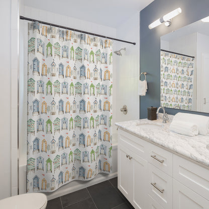 Summer Beach Hut Shower Curtain