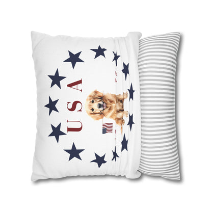 Double Sided Patriotic Golden Retriever Dog with 2 Different Summer Graphics