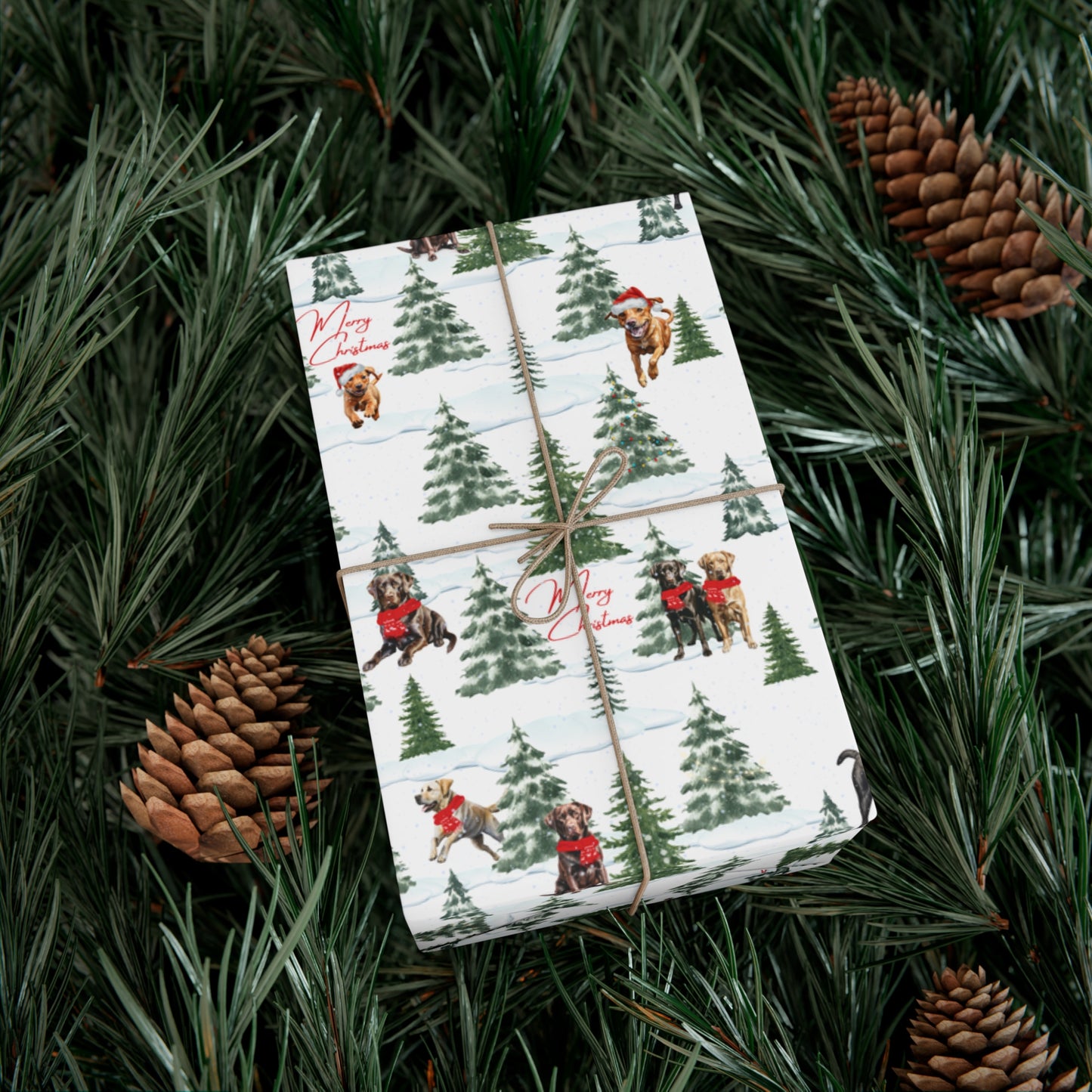 Snowy Labrador Retrievers Christmas Wrapping Paper, Labrador Retriever Dog Gift Wrap, Christmas Wrapping Paper, Christmas Gift Wrap