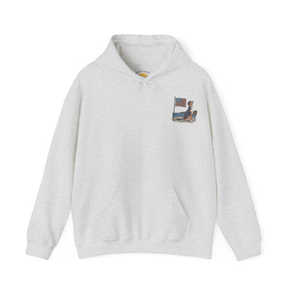 Double Graphic version of our 2025 New Summer Swissy Unisex Hooded Sweatshirt, Swissy Summer Hoodie, Greater Swiss Mountain Dog, Cartoon Swissy Character