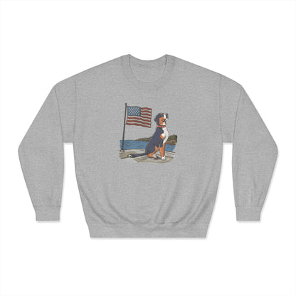 2025 New Summer Swissy Unisex Crewneck Sweatshirt, Greater Swiss Mountain Dog Patriotic Flag Shirt, Cartoon Swissy Character