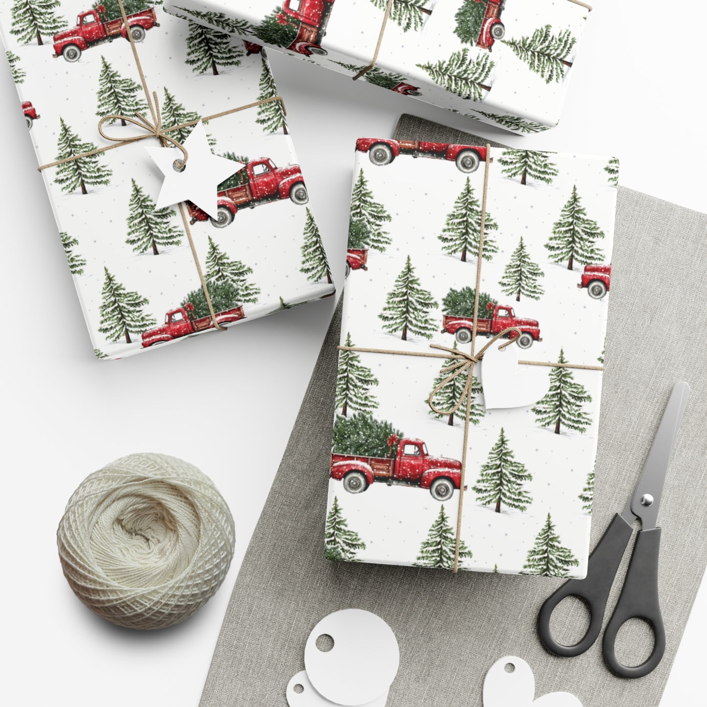 Classic Vintage Red Truck Christmas Wrapping Paper, Classic Christmas Gift Wrap Roll, Holiday Gift Wrap, Christmas Paper, Gift Wrap