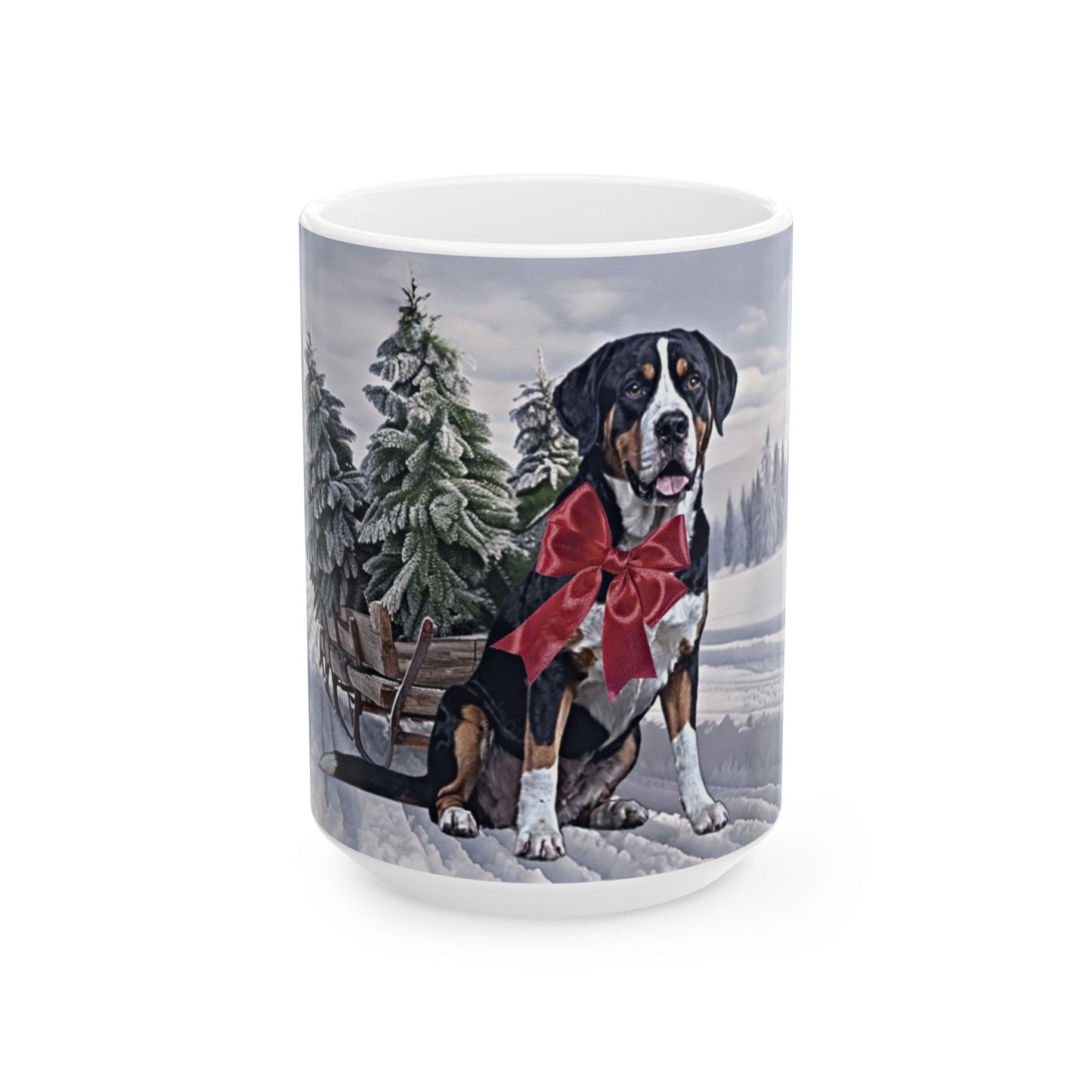 Greater Swiss Mountain Dog Christmas Ceramic Mug, (11oz, 15oz)