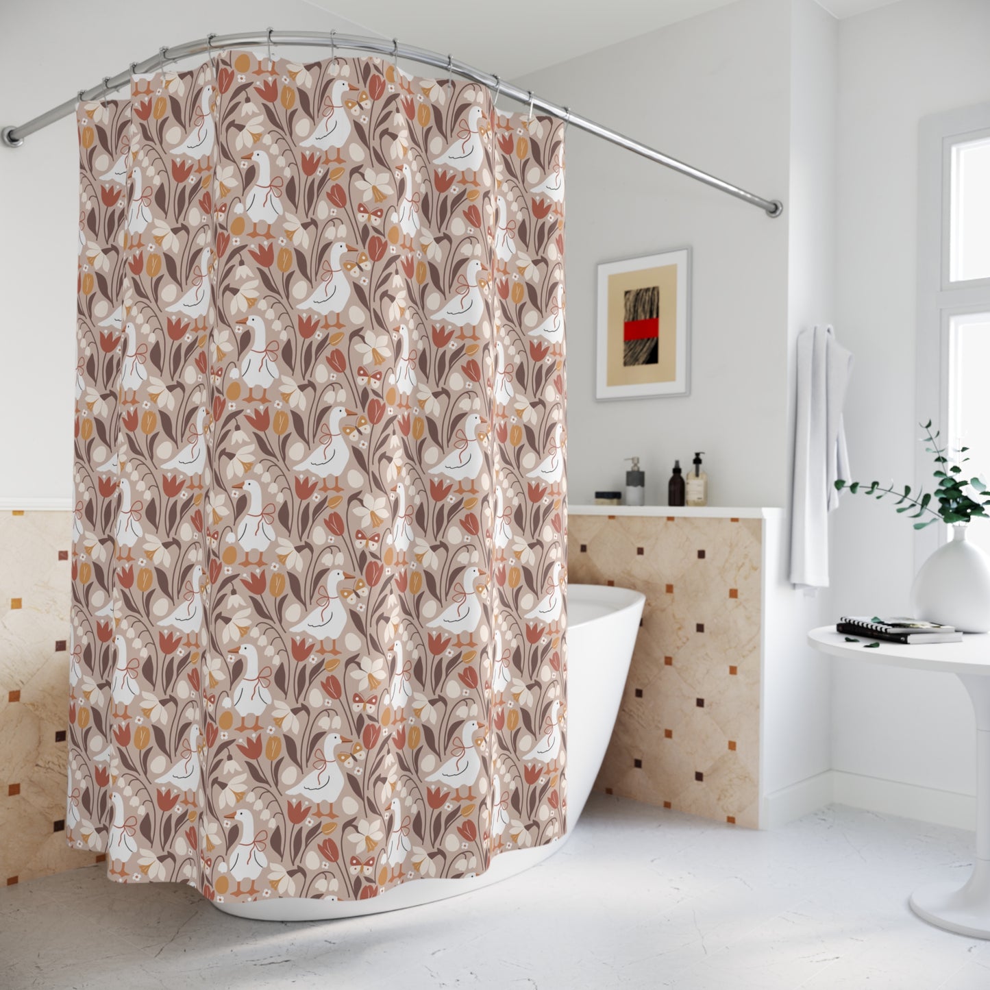 Autumn Geese Fall Botanical Shower Curtain