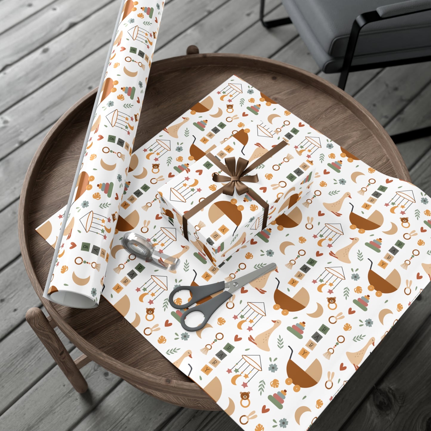 Boho Neutral Baby Shower Wrapping Paper