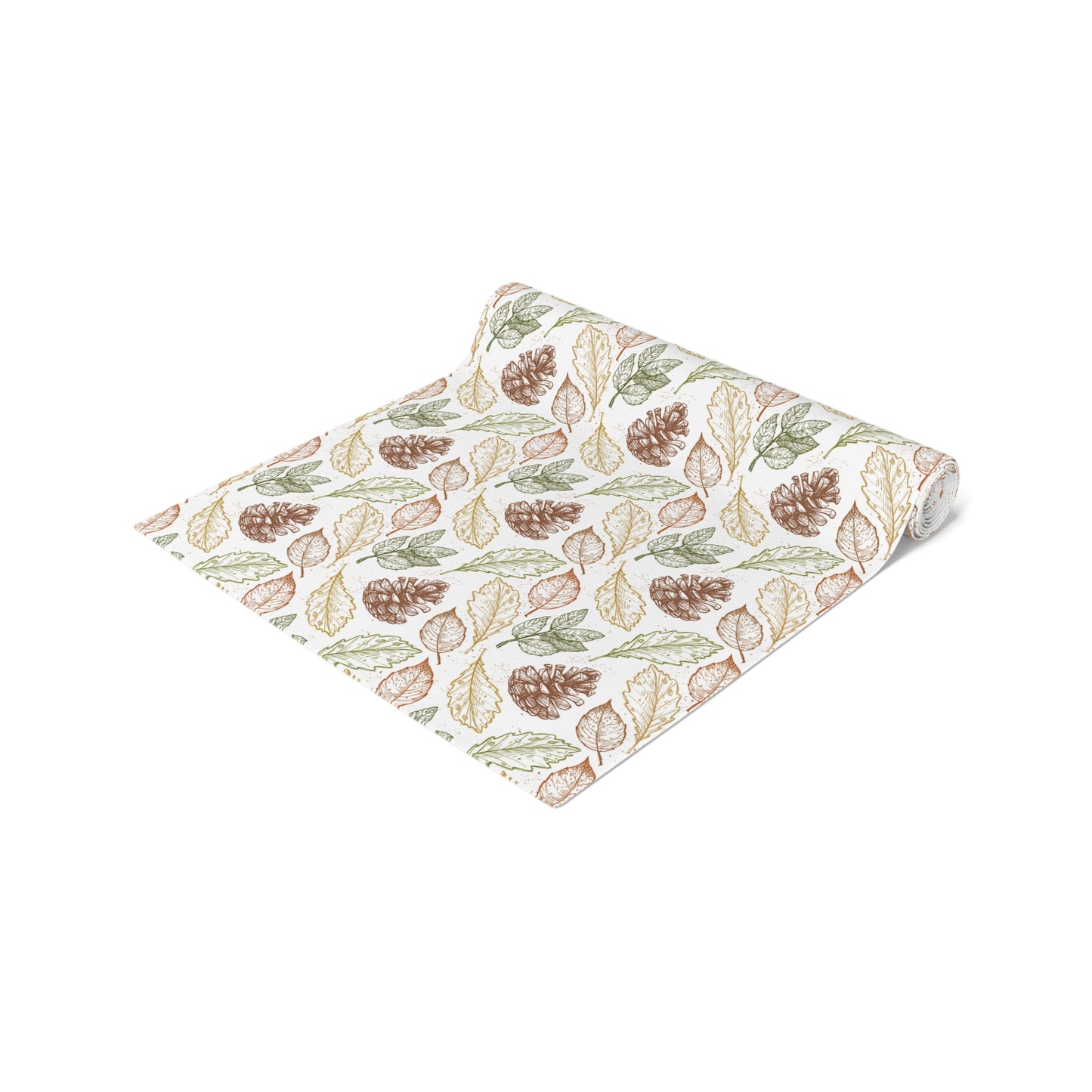 Fall Harvest Leaves and Pinecones Table Runner