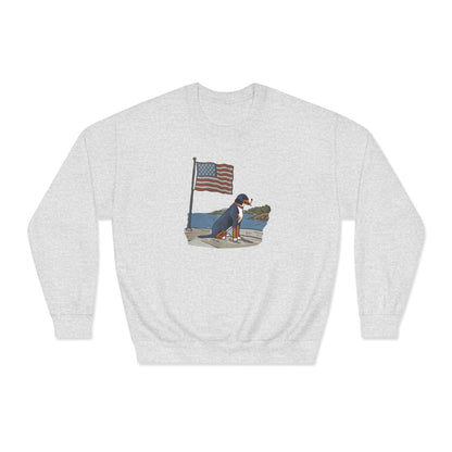 2025 New Summer Swissy Unisex Crewneck Sweatshirt, Greater Swiss Mountain Dog Patriotic Flag Shirt, Cartoon Swissy Character