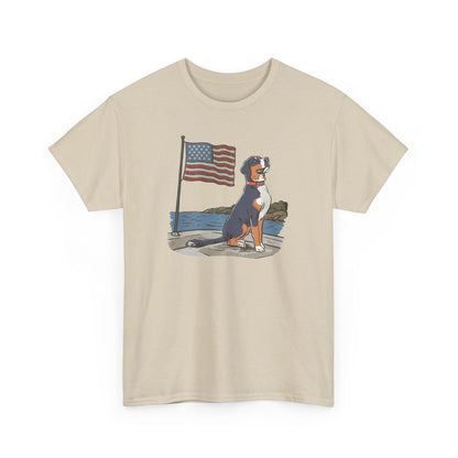 2025 New Summer Swissy Unisex Tshirt, Greater Swiss Mountain Dog Patriotic Flag Shirt, Cartoon Swissy Character