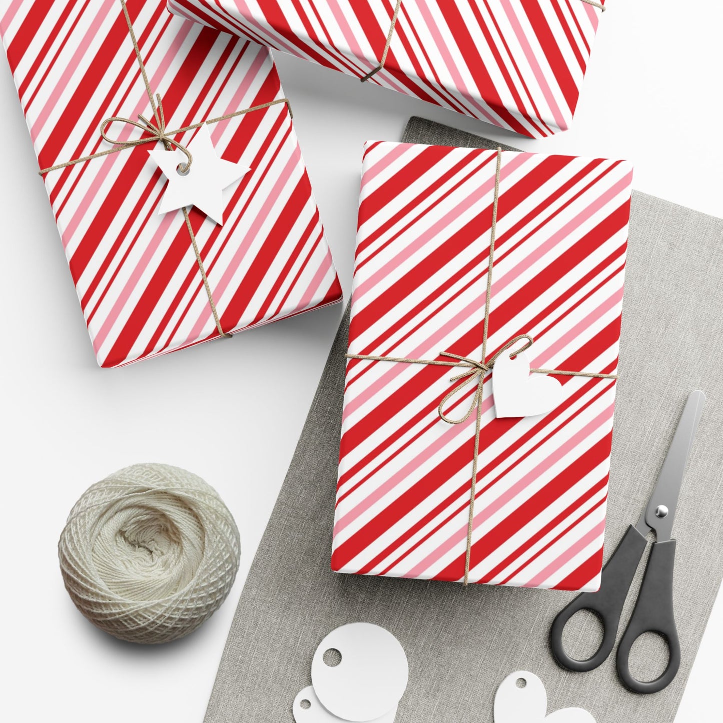 Christmas Candy Cane Pink Stripe Wrapping