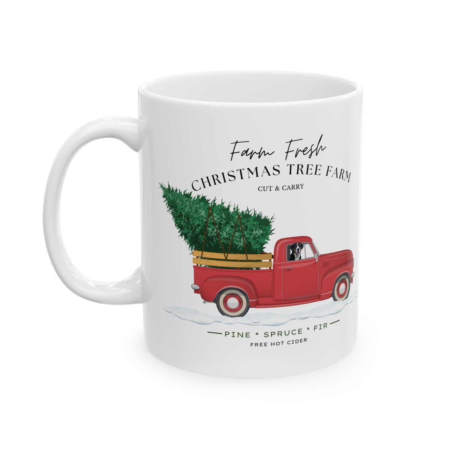 Swissy Christmas Tree Farm Ceramic Mug, (11oz, 15oz)