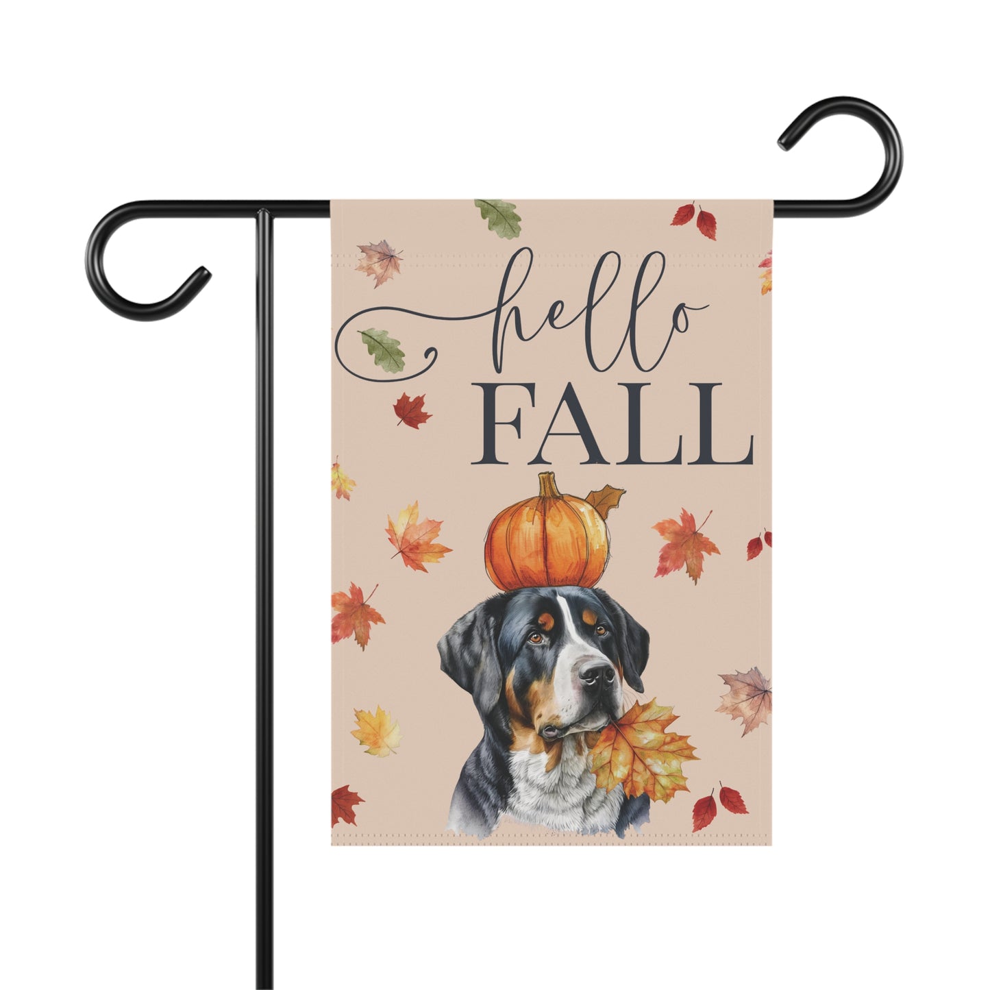 Hello Fall Greater Swiss Mountain Dog Garden Flag