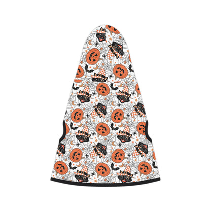 Retro Pumpkins and Halloween Black Cat Dog Halloween Hoodie, Dog Costume Pet Hoodie, Trick or Treat Halloween Dog Hoodie,Spooky