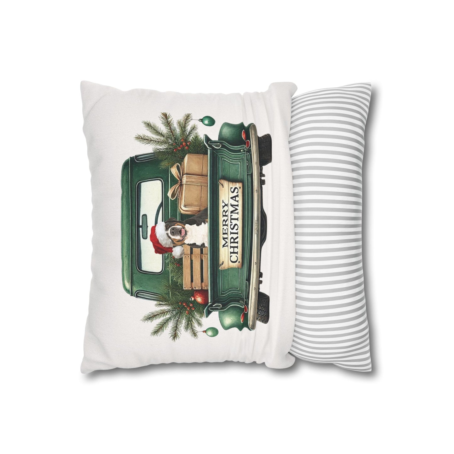 Christmas Truck Swissy Pillow Cover, Double Sided Print