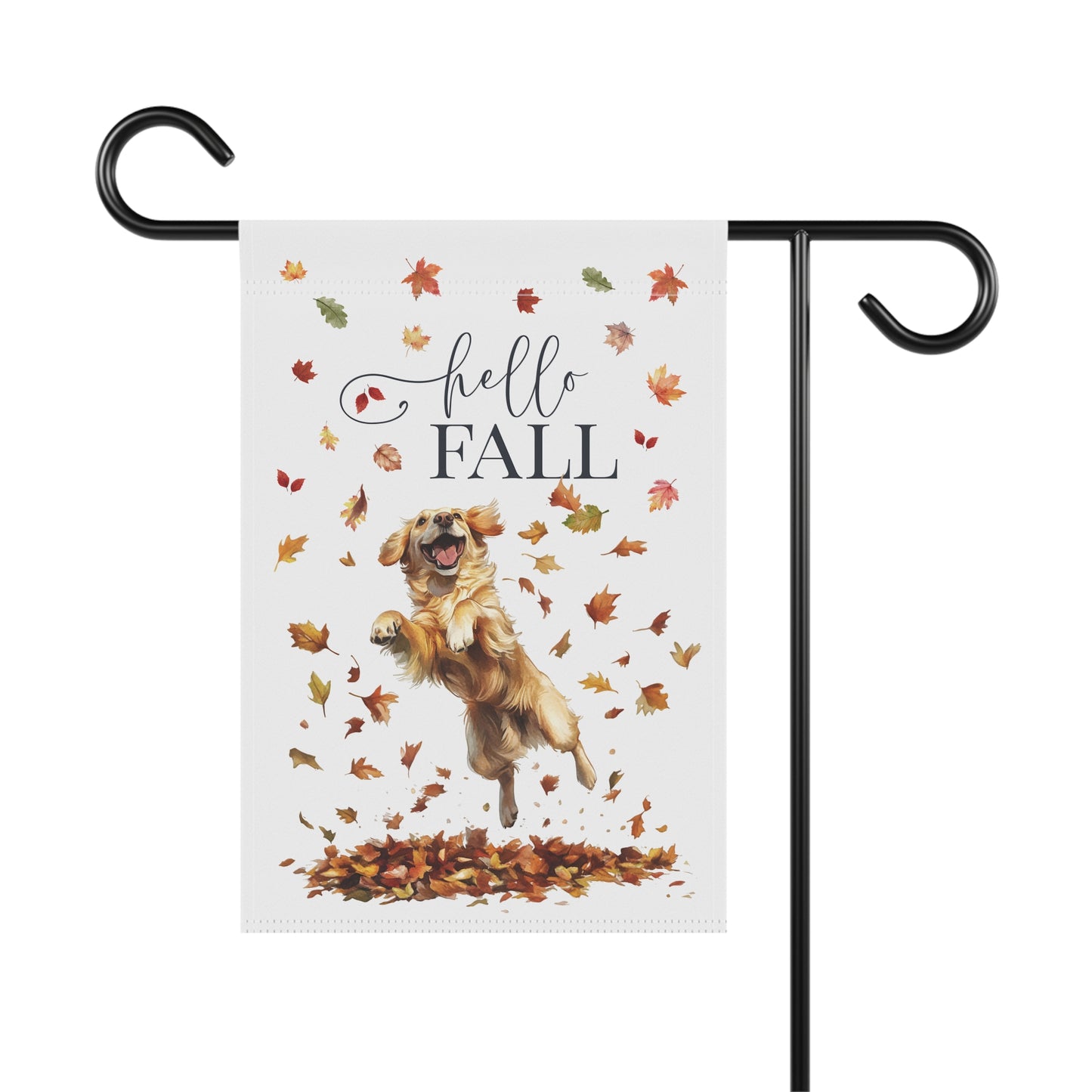 Hello Fall Golden Retriever Garden Flag