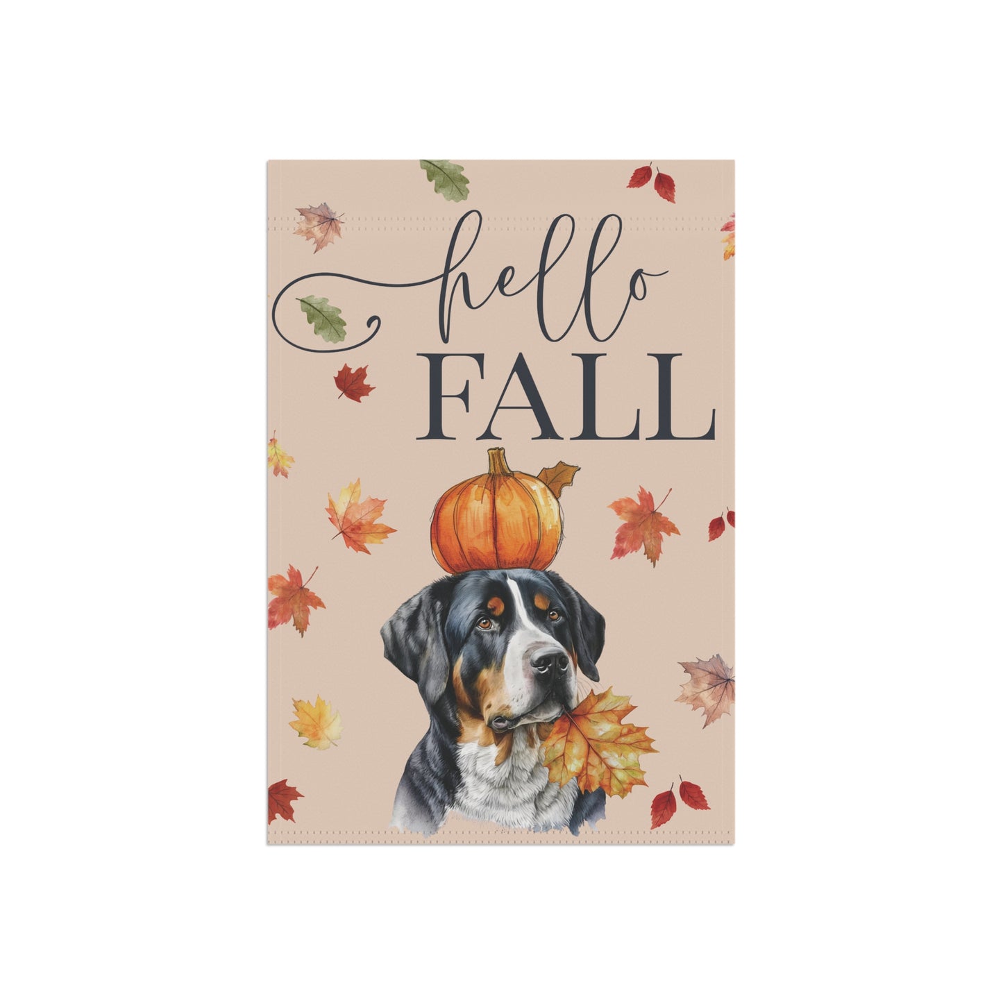 Hello Fall Greater Swiss Mountain Dog Garden Flag