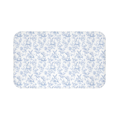 Premium Sketched Rabbit Toile Bath Rug Mat