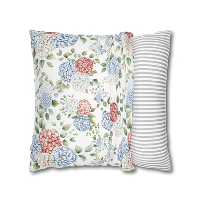 Watercolor Patriotic Hydrangea Pillow Cover, 4th of July Pillow Cover, Farmhouse Summer Decor