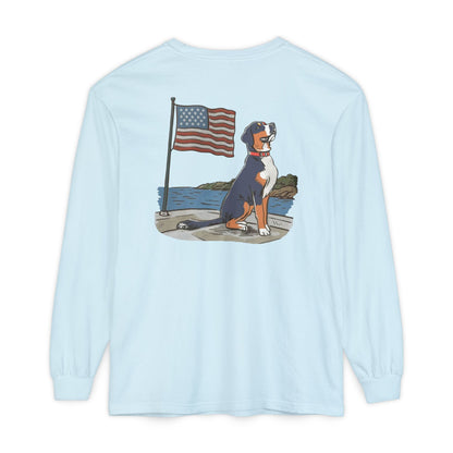 2025 New Summer Swissy Unisex *Long Sleeve* Comfort Colors Brand Shirt, Greater Swiss Mountain Dog Flag Shirt, Cartoon Swissy Character