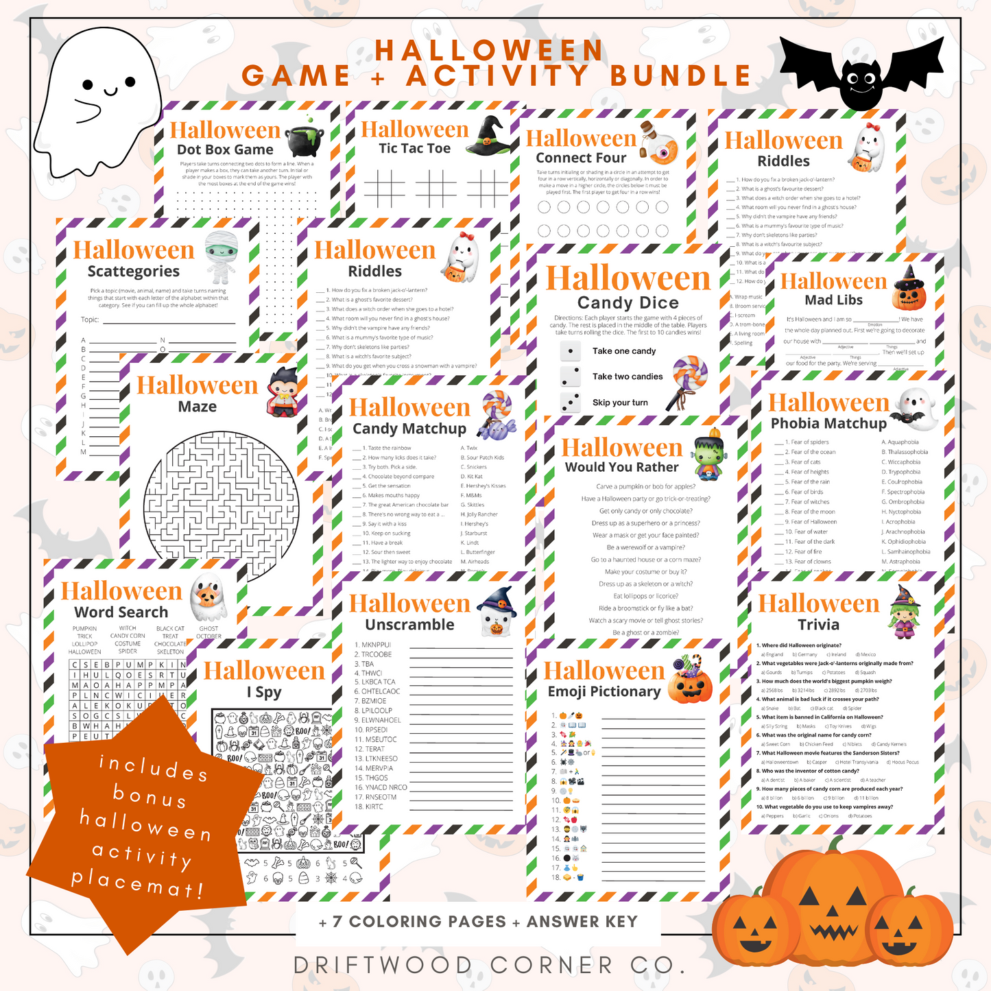 Halloween Games | Halloween Party Games | Halloween Game | Halloween Games Printable | Halloween Games for Adults Kids | Printable Games